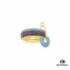 A Jia Safety Pin Ring, INS Multicolor Contrast, Unique Fashionable Design, Stylish European and American Style, Versatile Colorful Safety Pin Inspired Finger Ring