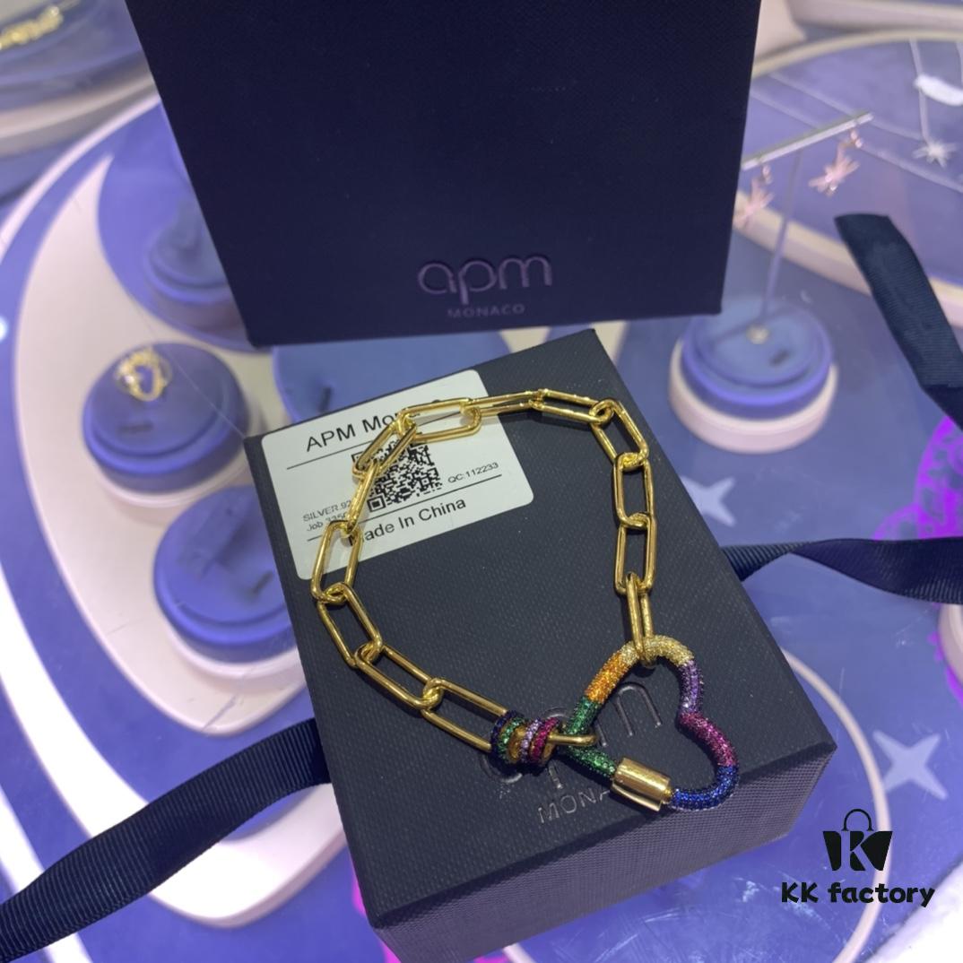 692fe83199f2d84055c8c737 March New Arrival 💕 A's Monaco Rainbow Heart Pendant Chain Bracelet, Sweet Interlocking Rings, Valentine's Gift for Girlfriend