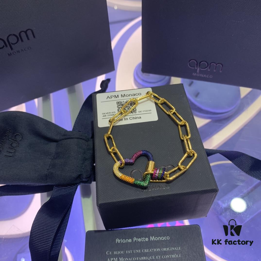 692fe83399f2d84055c8c73a March New Arrival 💕 A's Monaco Rainbow Heart Pendant Chain Bracelet, Sweet Interlocking Rings, Valentine's Gift for Girlfriend