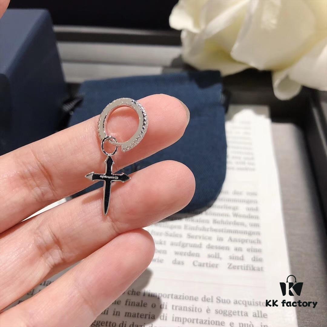 692fe83c99f2d84055c8c74f MONACO CROSS Asymmetric Earrings, Minimalist Cross Design