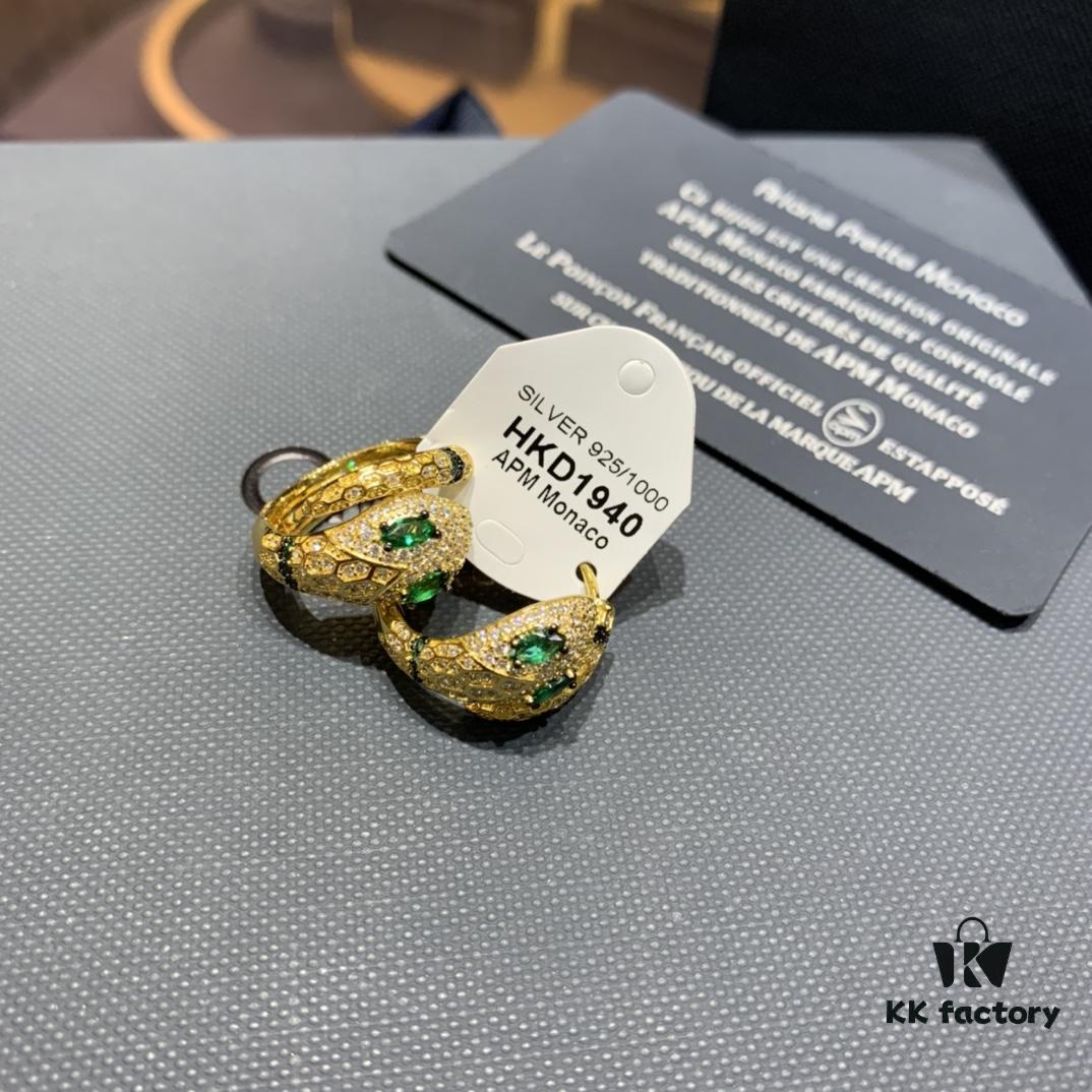 692fe87699f2d84055c8c7b2 A Family Monaco Exotic Snake Earrings with Green Stone, New Arrival, Stylish and Meaningful Serpent Design Women's Jewelry