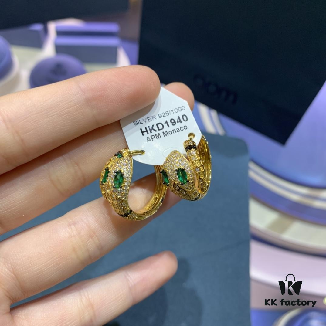 692fe87799f2d84055c8c7b4 A Family Monaco Exotic Snake Earrings with Green Stone, New Arrival, Stylish and Meaningful Serpent Design Women's Jewelry