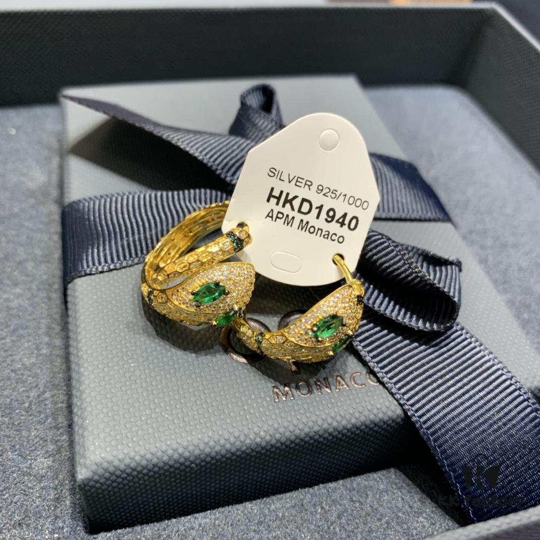 692fe89599f2d84055c8c7ca A Family Monaco Exotic Snake Earrings with Green Stone, New Arrival, Stylish and Meaningful Serpent Design Women's Jewelry