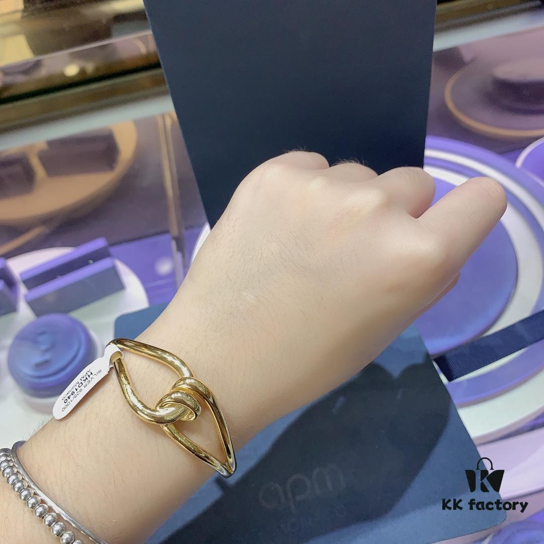 692fe89799f2d84055c8c7cc A Family Monaco New Arrival Twisted Knot Open Bangle Bracelet for Women, Gold-Tone Geometric Jewelry in European and American Style, Perfect Gift for Girlfriend