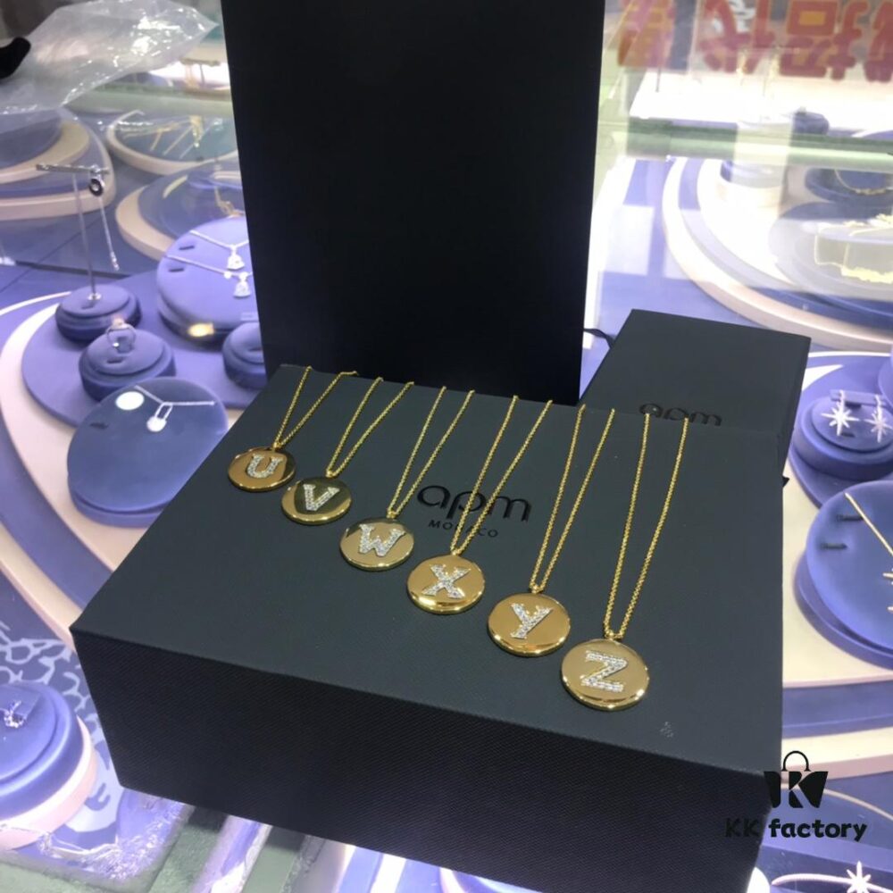 692fe90899f2d84055c8c883 Original New Release 💗 My Name Your Surname 💗 APM Monaco High-Quality European and American Style 26-Letter Necklace for Women, Round Pendant Sweater Chain, Versatile and Unique Design