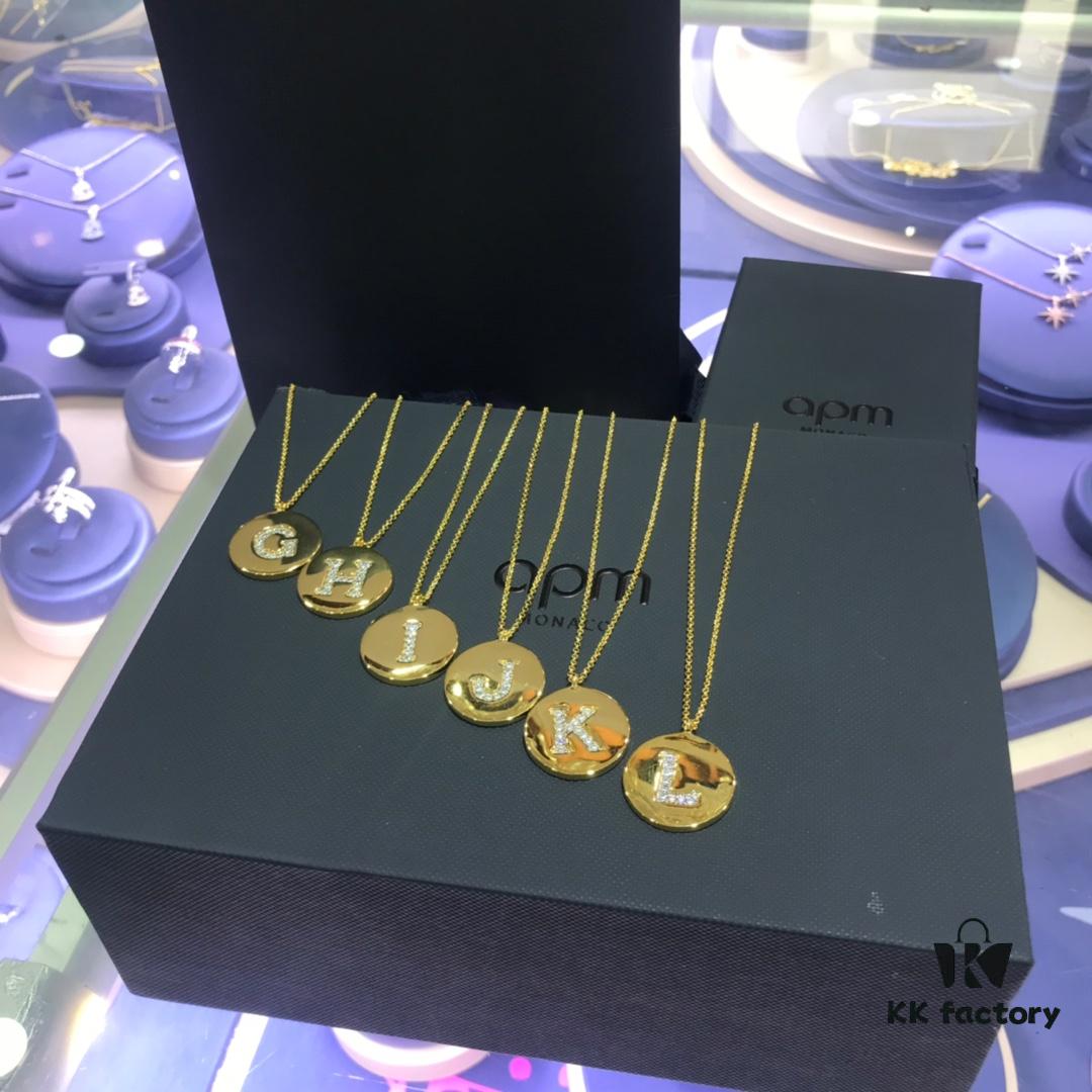 692fe90a99f2d84055c8c888 Original New Release 💗 My Name Your Surname 💗 APM Monaco High-Quality European and American Style 26-Letter Necklace for Women, Round Pendant Sweater Chain, Versatile and Unique Design