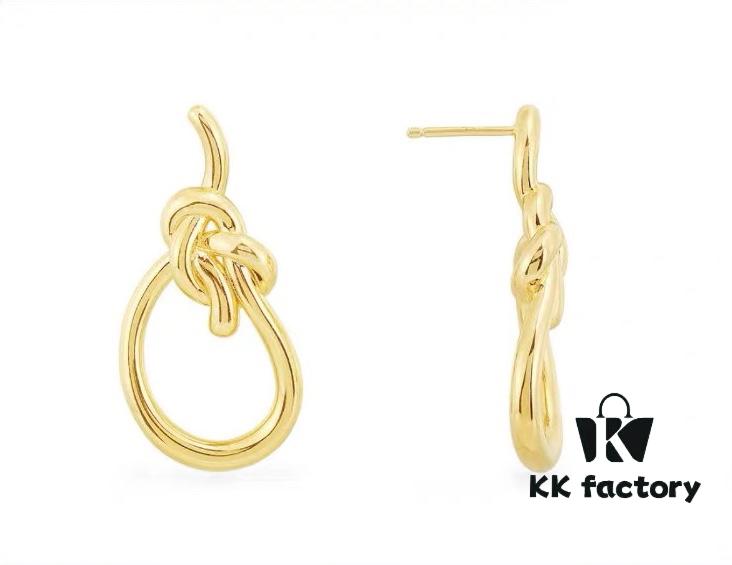 692fe90d99f2d84055c8c891 A-Monaco New Arrival Tangled Knot Earrings for Women, Stylish Gold Geometric Studs, Fashionable European and American Ins Style Ear Accessories