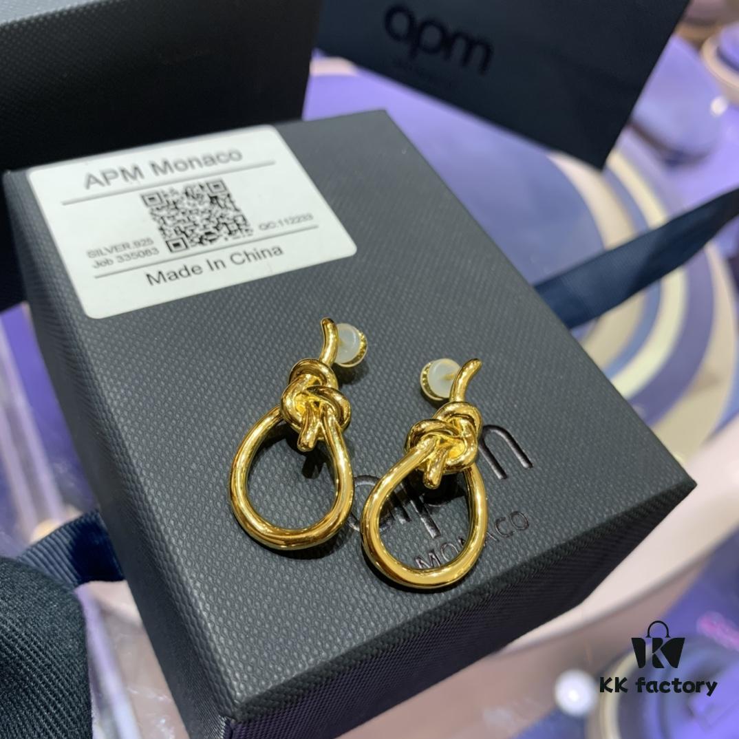 692fe90e99f2d84055c8c893 A-Monaco New Arrival Tangled Knot Earrings for Women, Stylish Gold Geometric Studs, Fashionable European and American Ins Style Ear Accessories