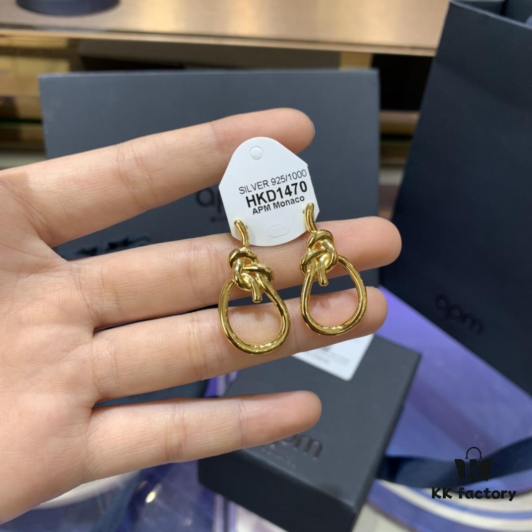 692fe90f99f2d84055c8c896 A-Monaco New Arrival Tangled Knot Earrings for Women, Stylish Gold Geometric Studs, Fashionable European and American Ins Style Ear Accessories