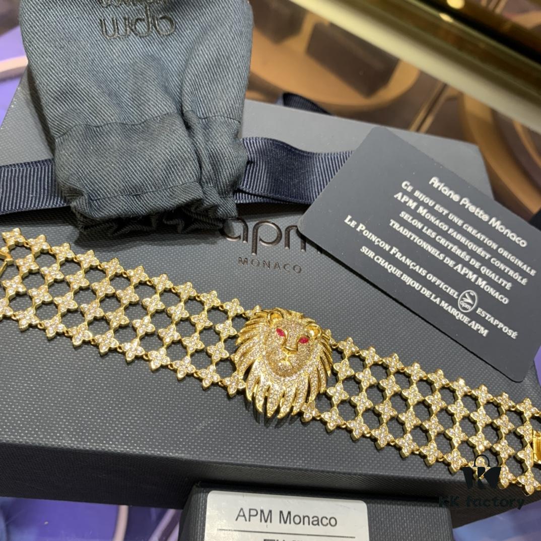 A Brand Monaco Lion Head Bold Bracelet, Retro Gold Bracelet, Elegant and High-End