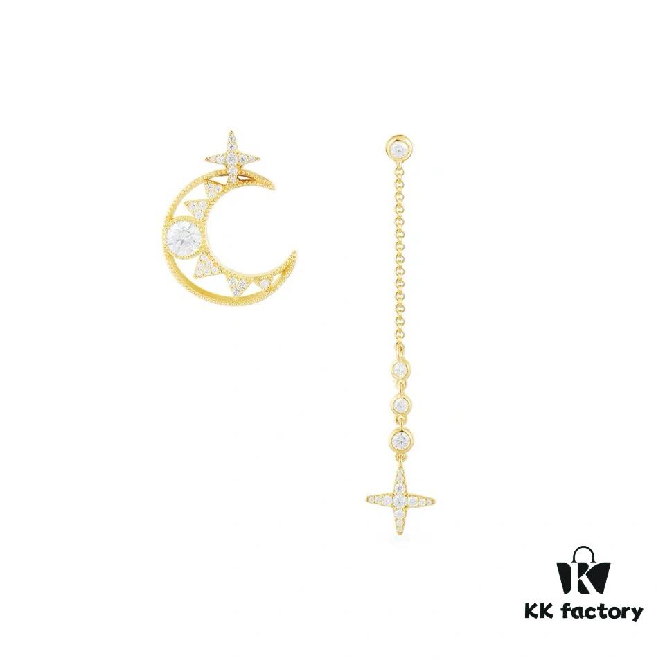 692fe93899f2d84055c8c8f0 New Arrival A's Monaco Asymmetric Moon and Star Earrings, Dreamy Sweet Fairy-like Fashion Ear Drops