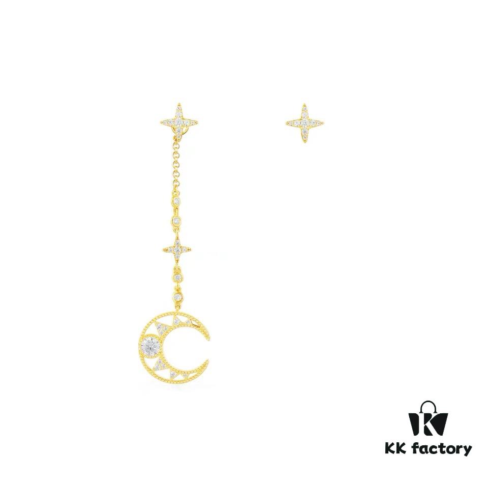 692fe93899f2d84055c8c8f1 New Arrival A's Monaco Asymmetric Moon and Star Earrings, Dreamy Sweet Fairy-like Fashion Ear Drops