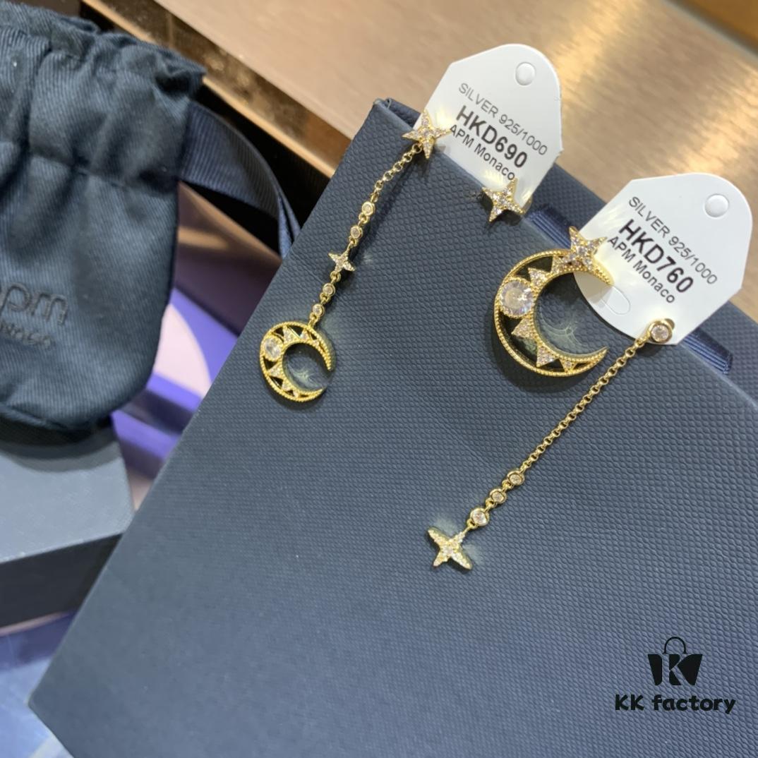 692fe93999f2d84055c8c8f2 New Arrival A's Monaco Asymmetric Moon and Star Earrings, Dreamy Sweet Fairy-like Fashion Ear Drops