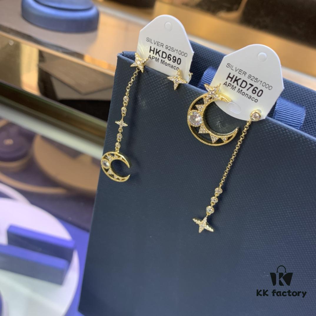 692fe93999f2d84055c8c8f5 New Arrival A's Monaco Asymmetric Moon and Star Earrings, Dreamy Sweet Fairy-like Fashion Ear Drops