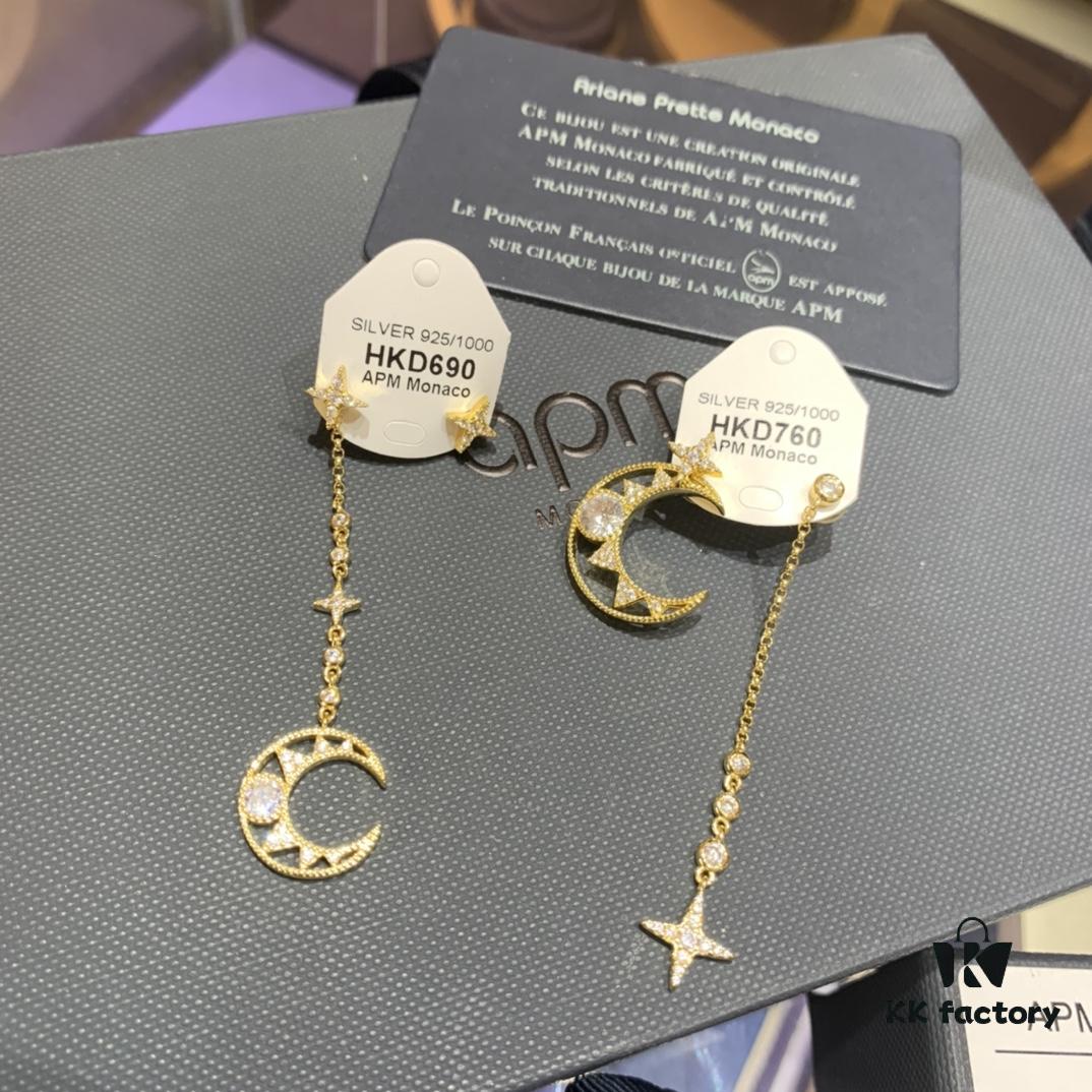 692fe93999f2d84055c8c8f6 New Arrival A's Monaco Asymmetric Moon and Star Earrings, Dreamy Sweet Fairy-like Fashion Ear Drops