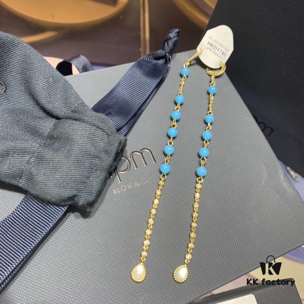 A Home Monaco Turquoise Extra-Long Mother-of-Pearl Leaf Fairy Jewelry