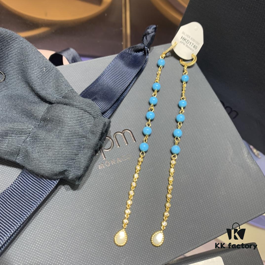 A Home Monaco Turquoise Extra-Long Mother-of-Pearl Leaf Fairy Jewelry