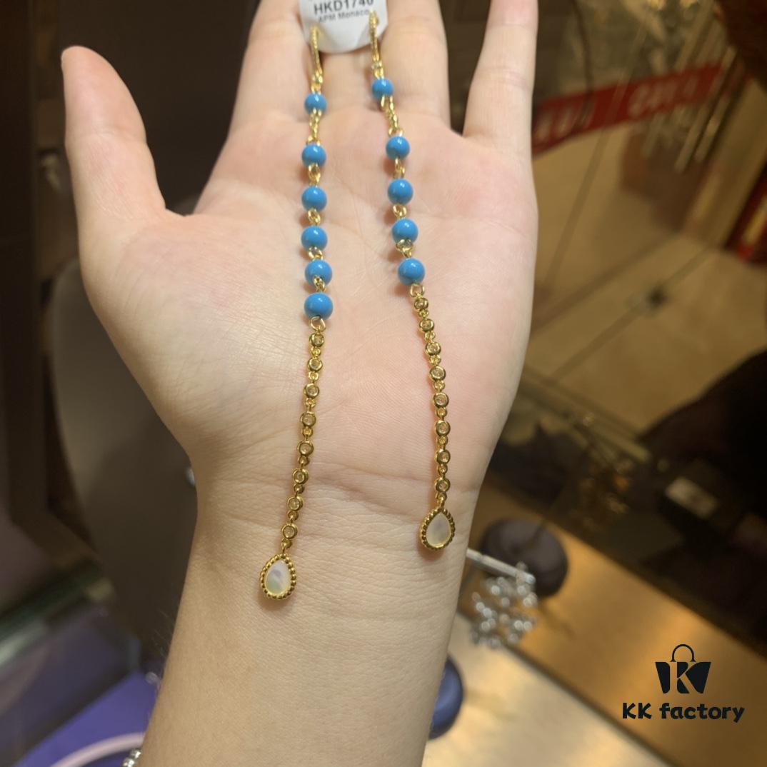 A Home Monaco Turquoise Extra-Long Mother-of-Pearl Leaf Fairy Jewelry