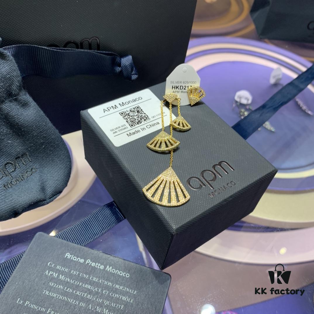 A Family Monaco Rose Gold Golden Fan-Shaped Drop Earrings, Simple and Elegant, Versatile Matching, Perfect Gift for Your Girlfriend