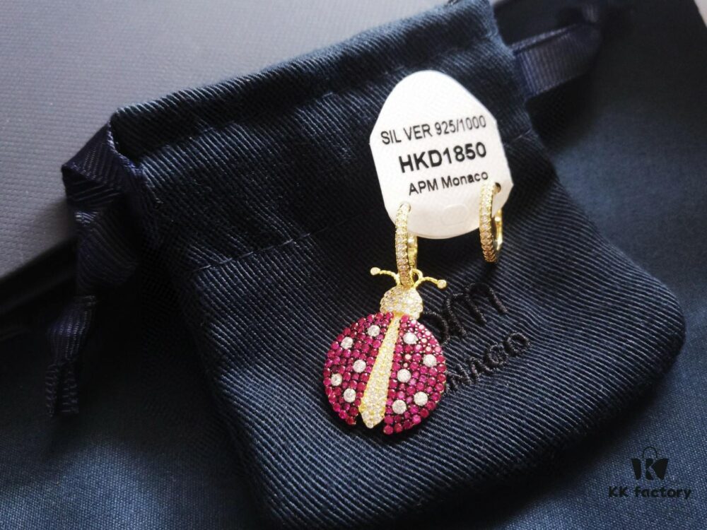 692fe98799f2d84055c8c99d A-Home Monaco Golden Asymmetric Ladybug Earrings for Women, Elegant French-style Jewelry, Stylish and Unique Drop Earrings