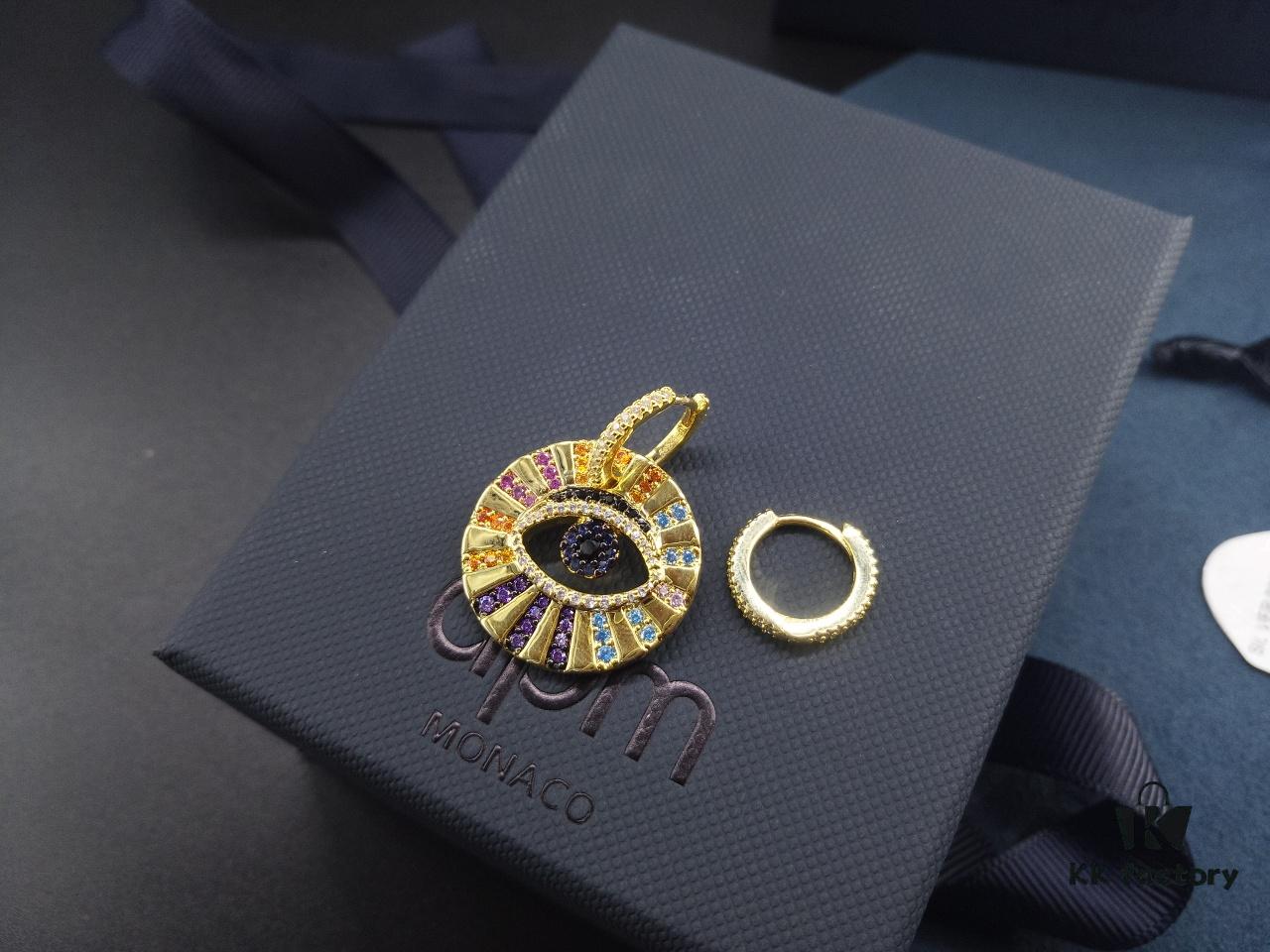 692fe98c99f2d84055c8c9a6 A Monaco Asymmetrical Colorful Gold Lucky Eye Earrings, French Minimalist Luxury Jewelry