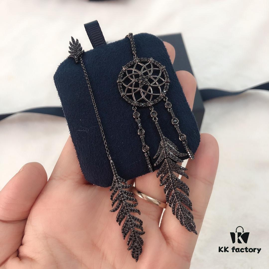 692fe9ad99f2d84055c8c9da APM Monaco Asymmetrical Dreamcatcher Earrings for Women, Cool Black Tribal Design Hollow Feather Earrings