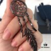 692fe9af99f2d84055c8c9de APM Monaco Asymmetrical Dreamcatcher Earrings for Women, Cool Black Tribal Design Hollow Feather Earrings