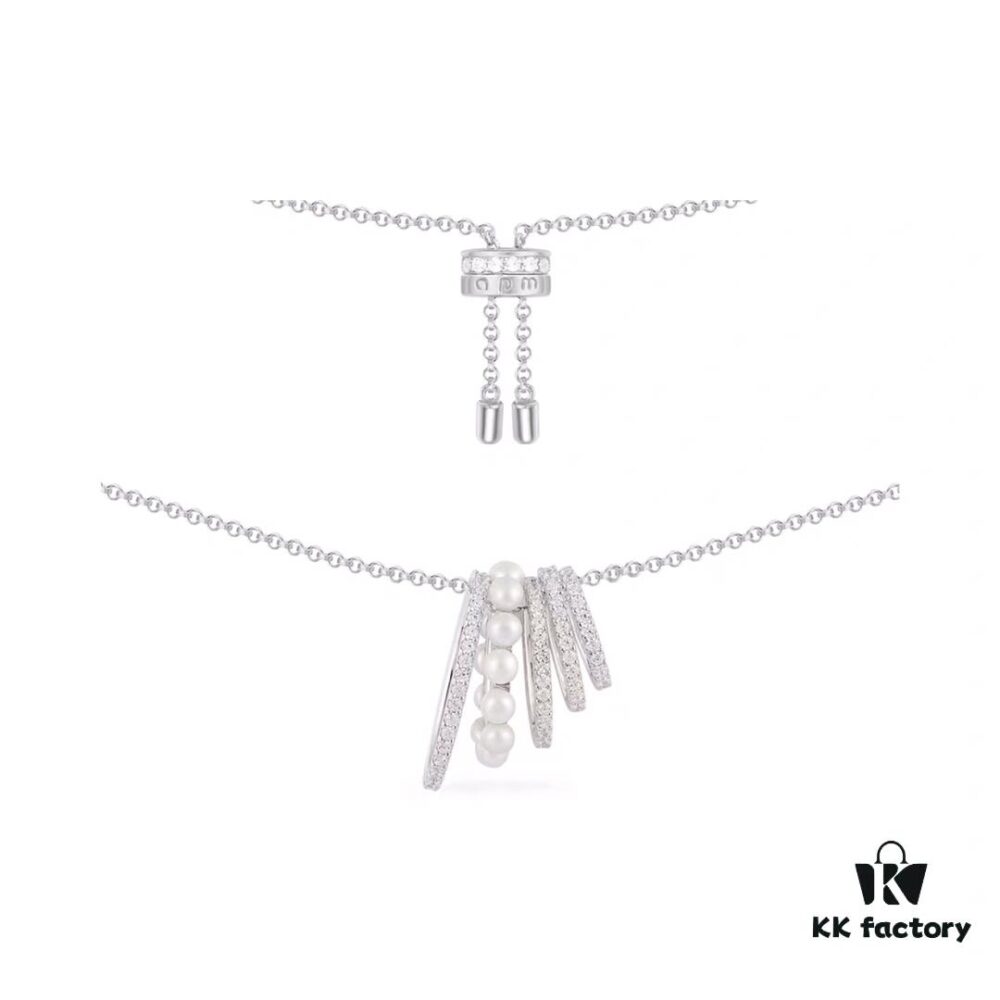 A Brand Monaco Multi-layer Decorative Pearl Waist Necklace for Women, Elegant Fashion Choker Silver Neck Chain