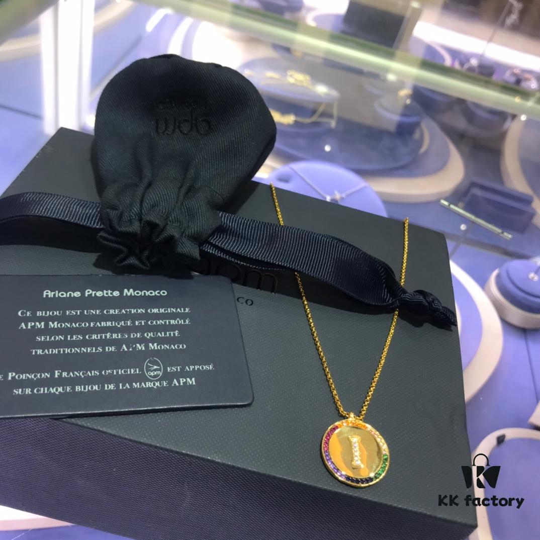692fea0799f2d84055c8ca68 A Brand Monaco Rainbow Letter Necklace for Women, Custom Couple Pendant Collar Gift for Girlfriend, European and American Style