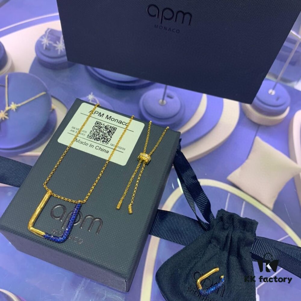 692fea1499f2d84055c8ca7e A Family Monaco Lake Blue Square Geometric Necklace and Ear Clips, Elegant Collarbone Pendant Gift for Girlfriend