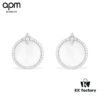 692fea2799f2d84055c8ca99 APM Monaco Silver Crystal-Encrusted Mother-of-Pearl Earrings for Women, Delicate Petal Design, Elegant White Mother-of-Pearl Studs That Make You Radiant from Every Angle