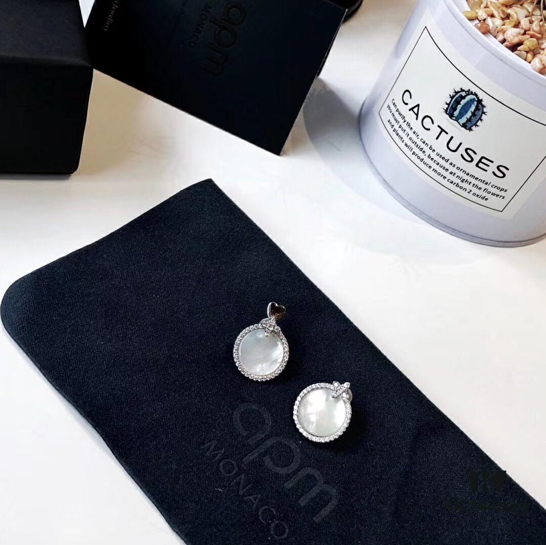 692fea2899f2d84055c8ca9a APM Monaco Silver Crystal-Encrusted Mother-of-Pearl Earrings for Women, Delicate Petal Design, Elegant White Mother-of-Pearl Studs That Make You Radiant from Every Angle
