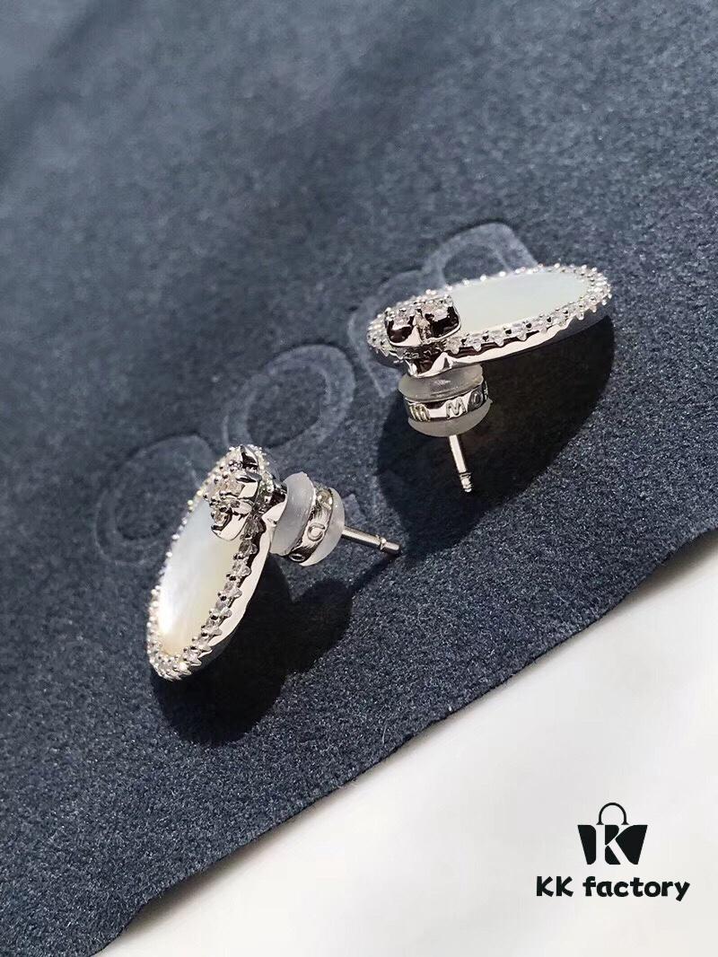 692fea2a99f2d84055c8ca9f APM Monaco Silver Crystal-Encrusted Mother-of-Pearl Earrings for Women, Delicate Petal Design, Elegant White Mother-of-Pearl Studs That Make You Radiant from Every Angle
