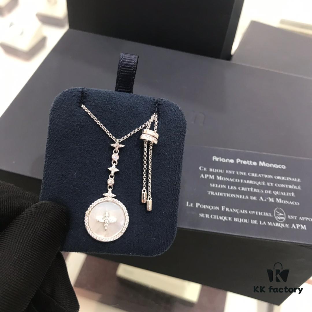 APM Monaco White Mother-of-Pearl Necklace and Dangle Earrings Set – Original Release, New Arrival 💗