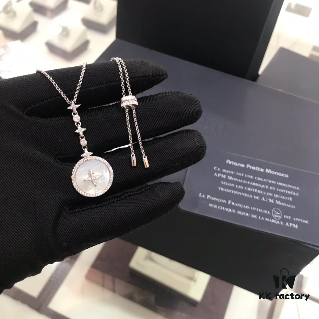 APM Monaco White Mother-of-Pearl Necklace and Dangle Earrings Set – Original Release, New Arrival 💗