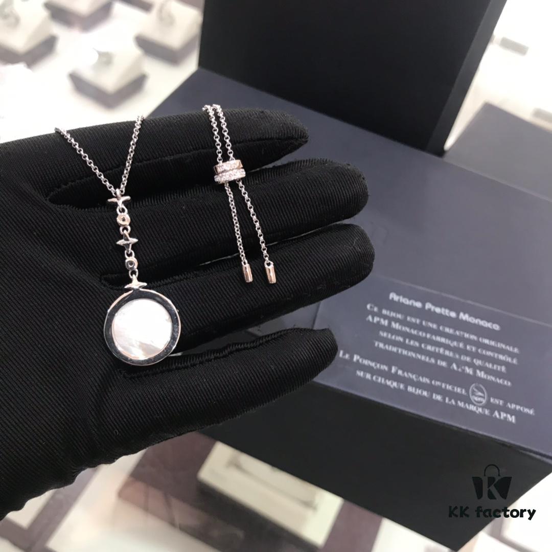 APM Monaco White Mother-of-Pearl Necklace and Dangle Earrings Set – Original Release, New Arrival 💗