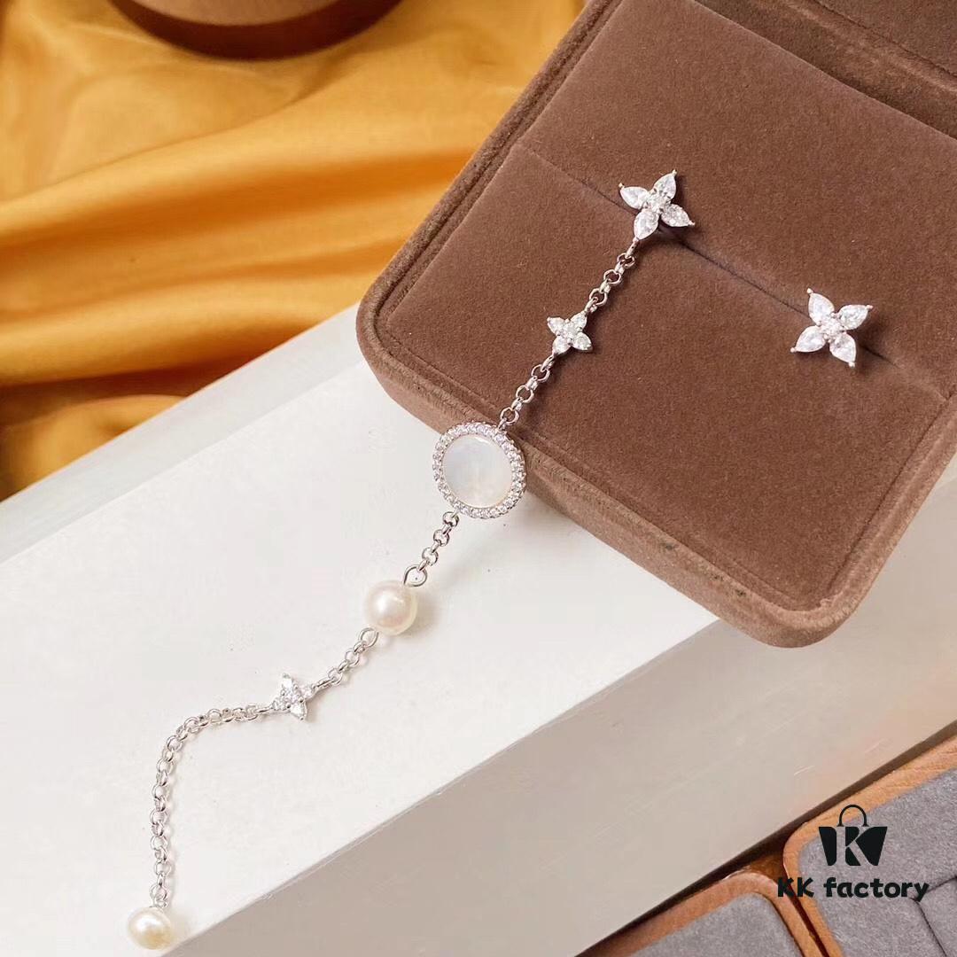 692fea4b99f2d84055c8cad8 APM Monaco Mother-of-Pearl Freshwater Pearl Earrings for Women, Long Asymmetrical Tassel Drop Earrings, Elegant Silver Jewelry