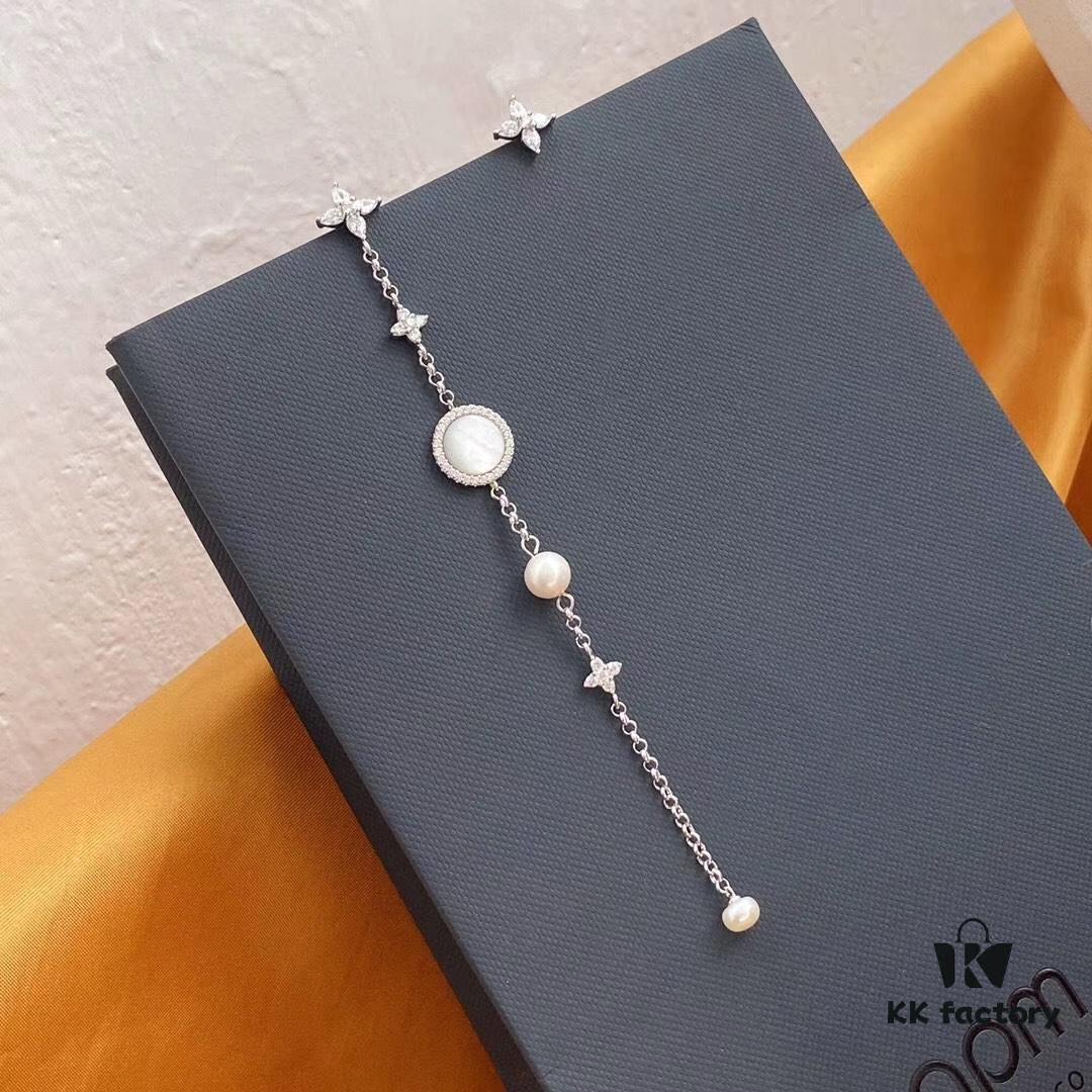 692fea4e99f2d84055c8cadf APM Monaco Mother-of-Pearl Freshwater Pearl Earrings for Women, Long Asymmetrical Tassel Drop Earrings, Elegant Silver Jewelry