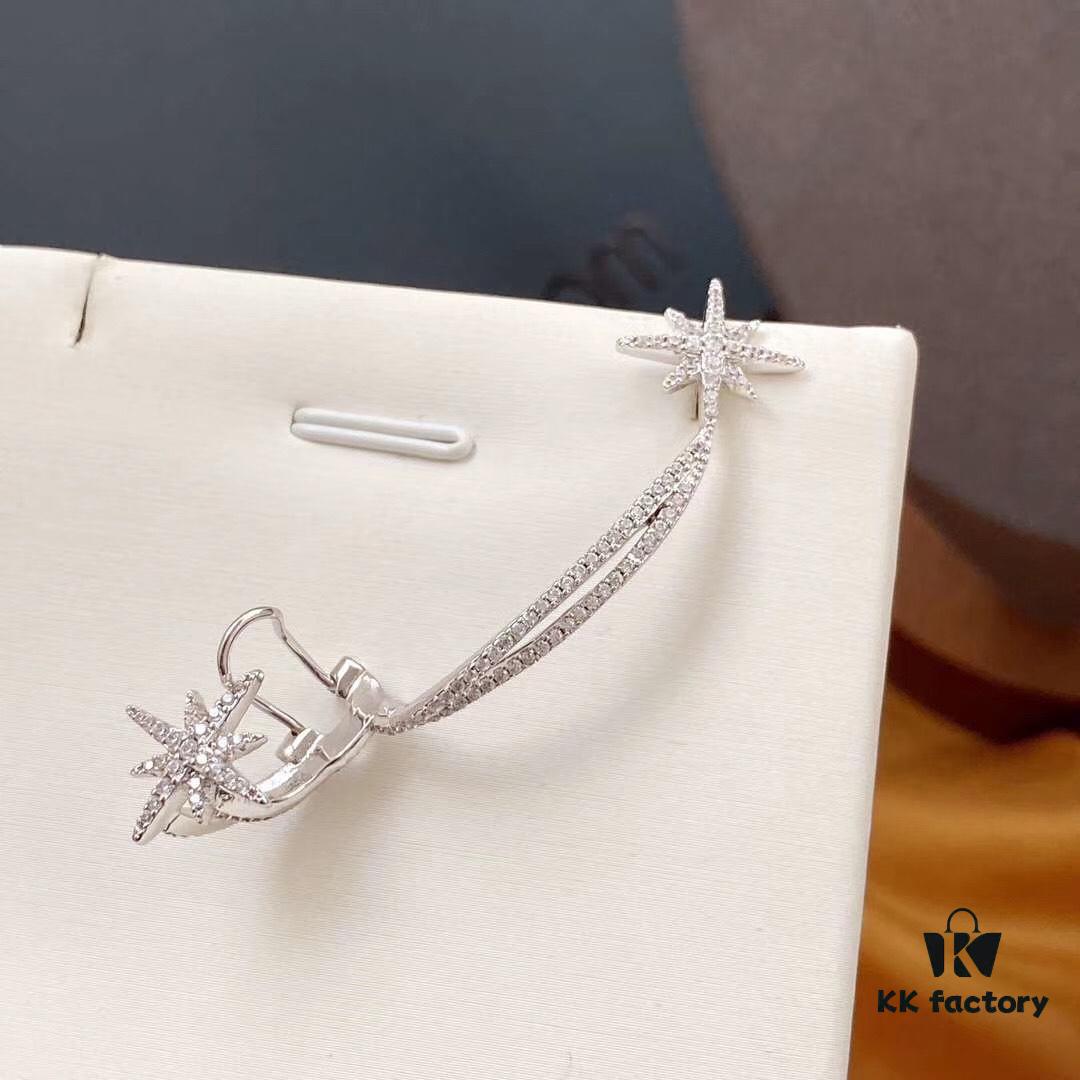 692fea5099f2d84055c8cae6 APM Monaco Asymmetrical Star Ear Cuff and Stud Earrings for Women, Minimalist Shooting Star Ear Jewelry