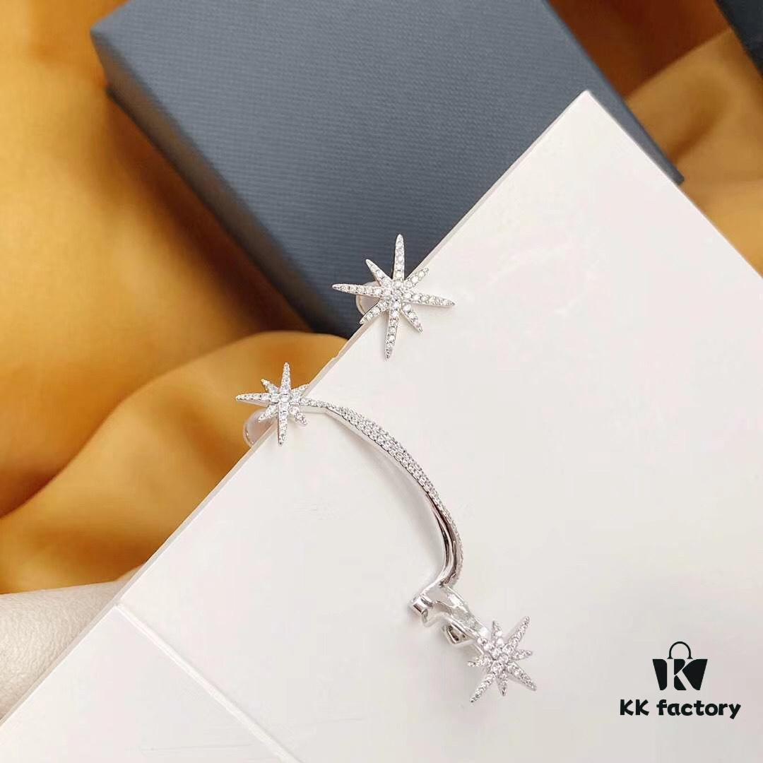 692fea5299f2d84055c8cae8 APM Monaco Asymmetrical Star Ear Cuff and Stud Earrings for Women, Minimalist Shooting Star Ear Jewelry