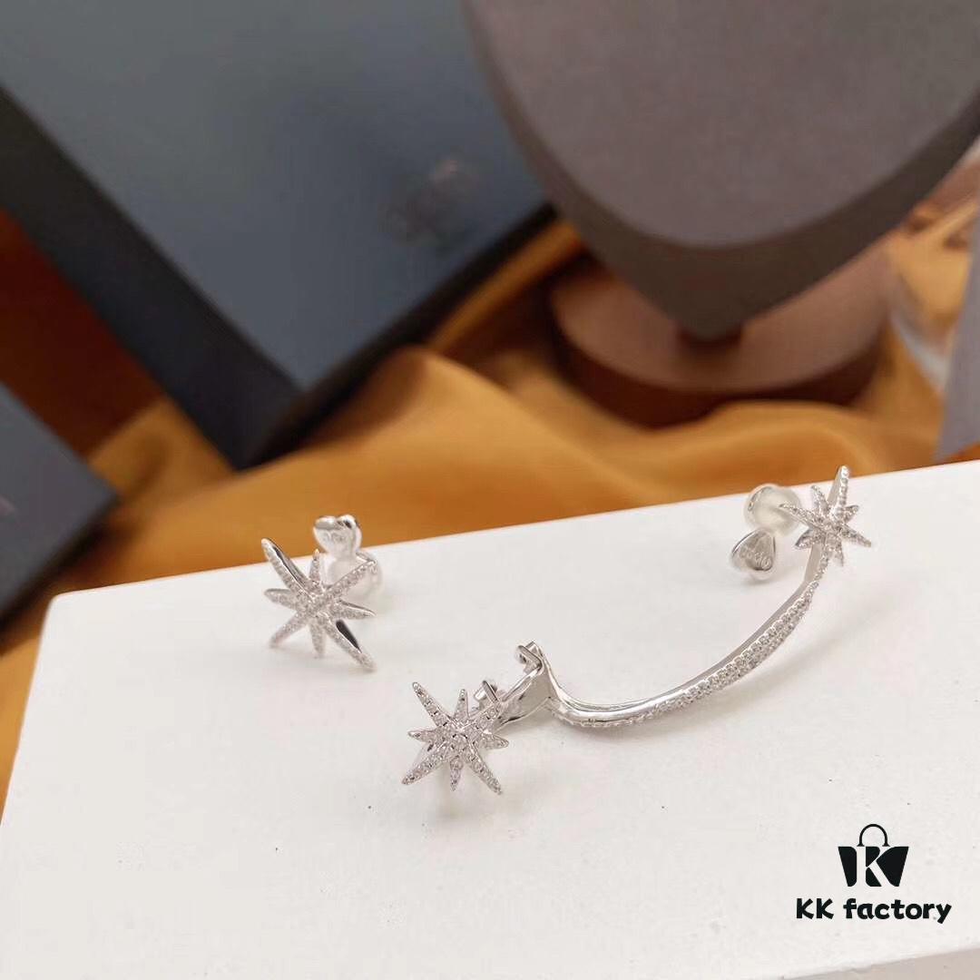 692fea5299f2d84055c8cae9 APM Monaco Asymmetrical Star Ear Cuff and Stud Earrings for Women, Minimalist Shooting Star Ear Jewelry