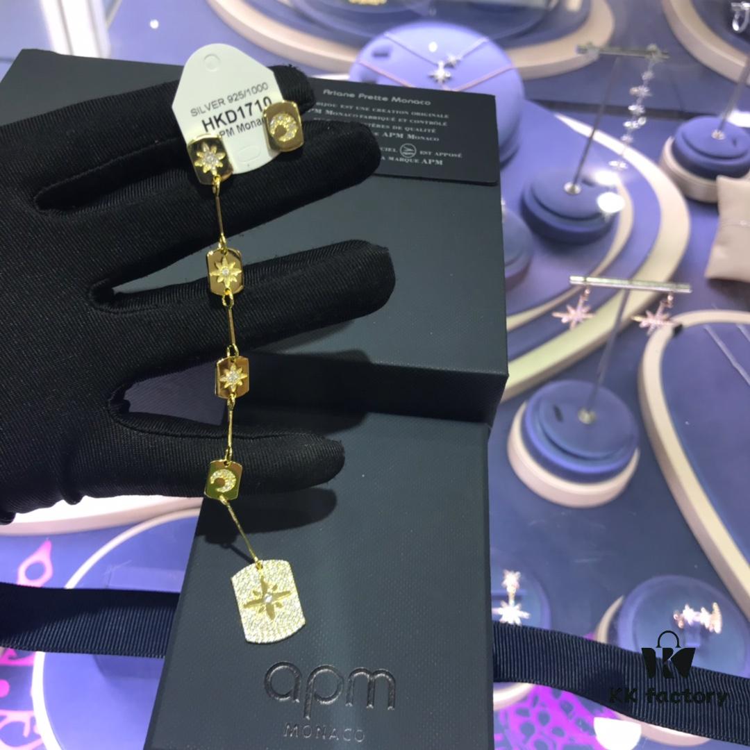 692fea5699f2d84055c8caf1 October New Arrival 🌟 A's Monaco Star and Moon Long Asymmetrical Earrings, Geometric Design Silver Plate Gold-Tone Elegant Trendy Ear Jewelry