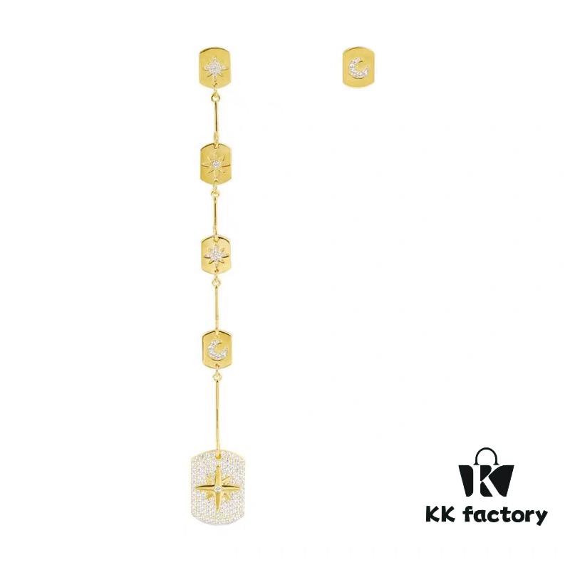 692fea5899f2d84055c8caf3 October New Arrival 🌟 A's Monaco Star and Moon Long Asymmetrical Earrings, Geometric Design Silver Plate Gold-Tone Elegant Trendy Ear Jewelry