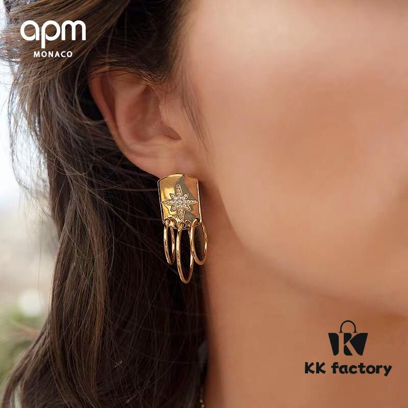 October New Arrival 🌟 A Brand MONACO Asymmetric Multi-Ring Earrings, Square Plate Design, Stylish Lightweight Luxury Vintage Look