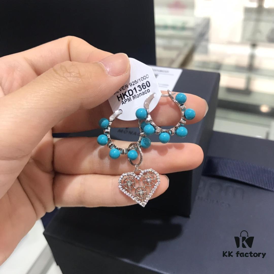 692fea6799f2d84055c8cb11 A Home Monaco Turquoise Bead Heart Valentine Asymmetrical Earrings for Women Fashion Jewelry