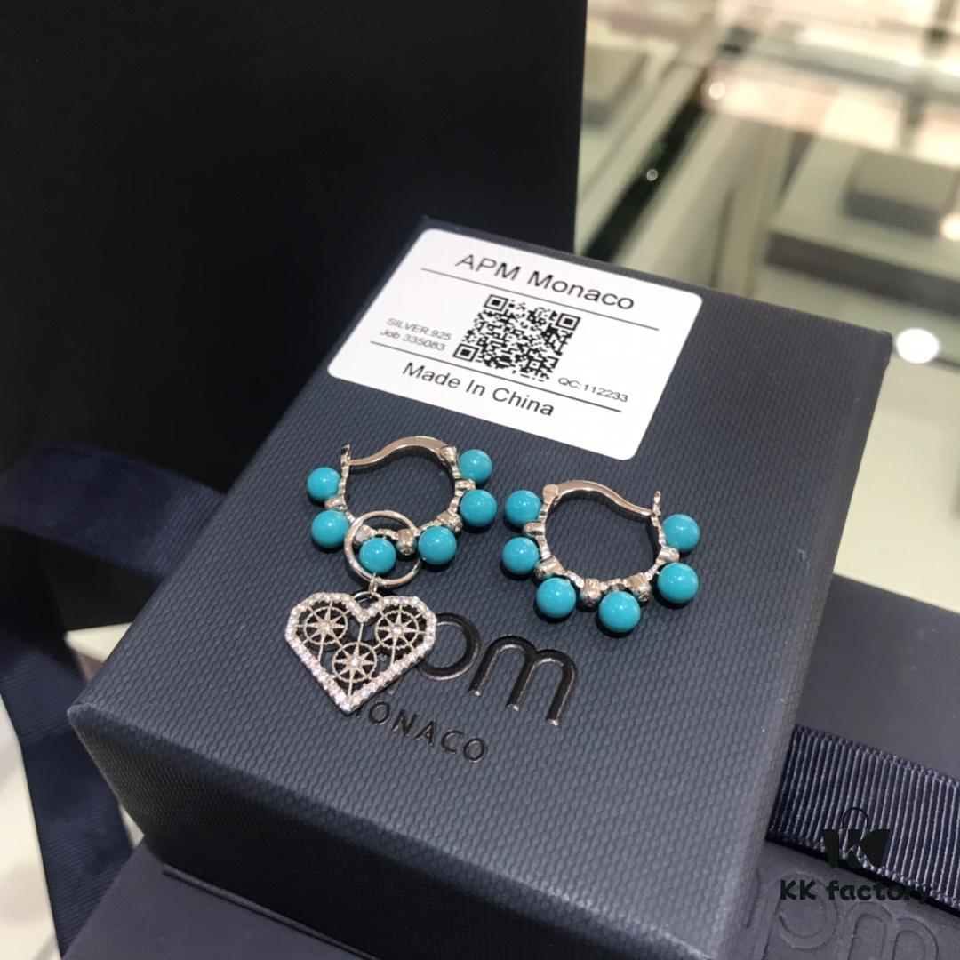 692fea6999f2d84055c8cb15 A Home Monaco Turquoise Bead Heart Valentine Asymmetrical Earrings for Women Fashion Jewelry