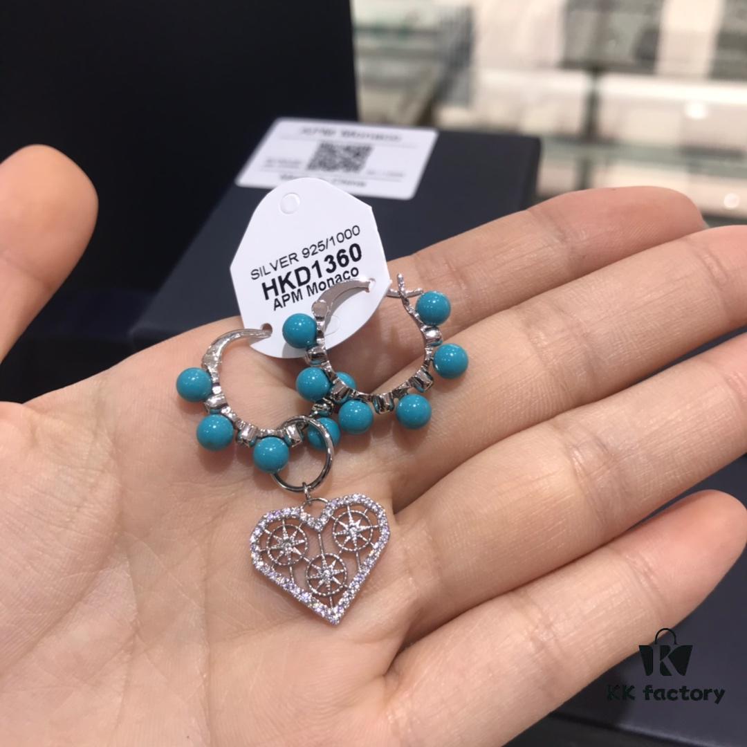692fea7099f2d84055c8cb1f A Home Monaco Turquoise Bead Heart Valentine Asymmetrical Earrings for Women Fashion Jewelry