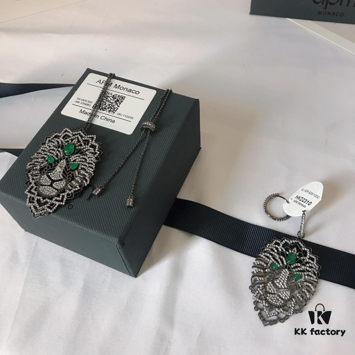 A Brand Monaco Lion Necklace and Earrings Set, Stylish Minimalist Design, Fashionable and Versatile Jewelry