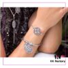 APM Monaco Tree of Life Silver Totem Healing Style Moroccan Bracelet with Round Disc