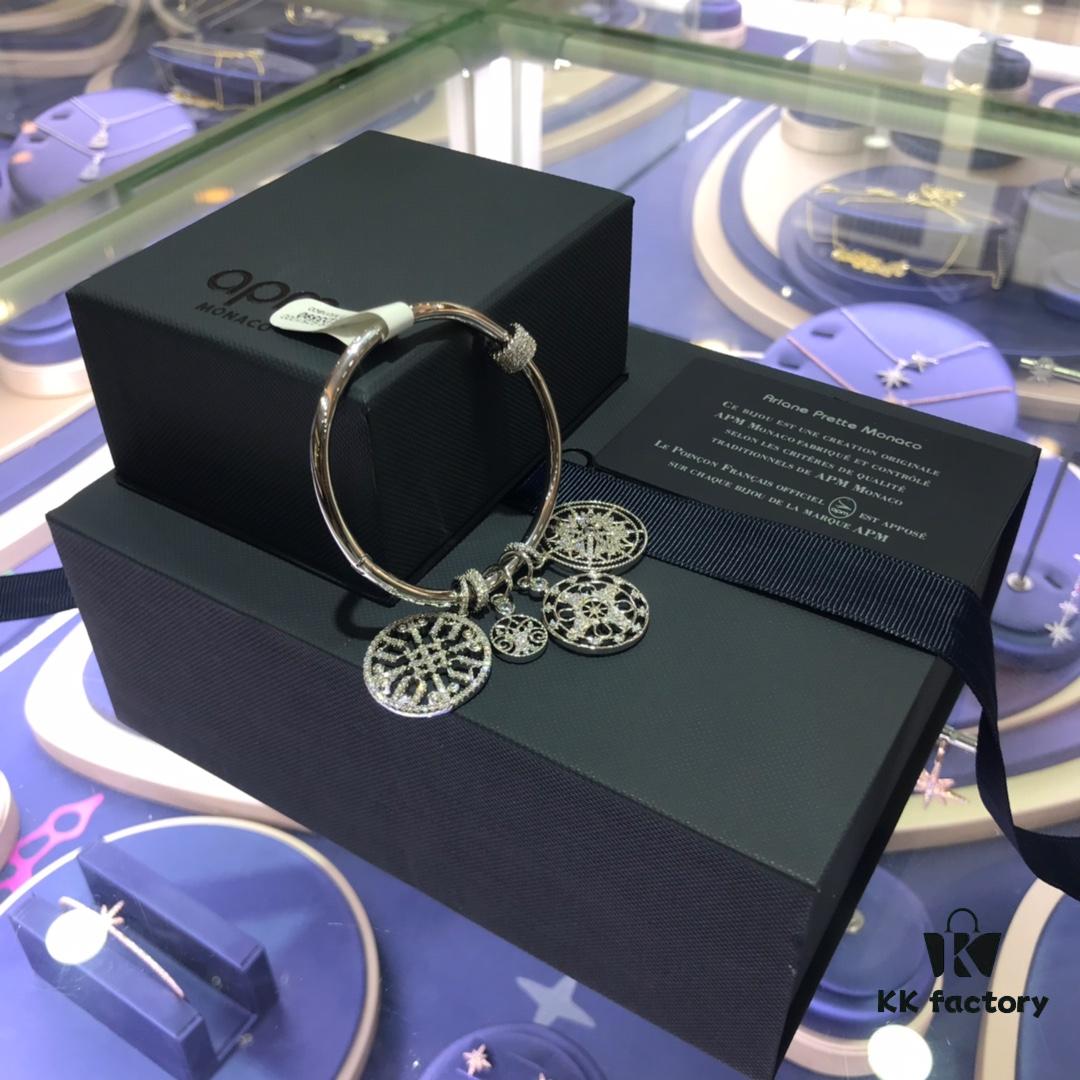 APM Monaco Tree of Life Silver Totem Healing Style Moroccan Bracelet with Round Disc